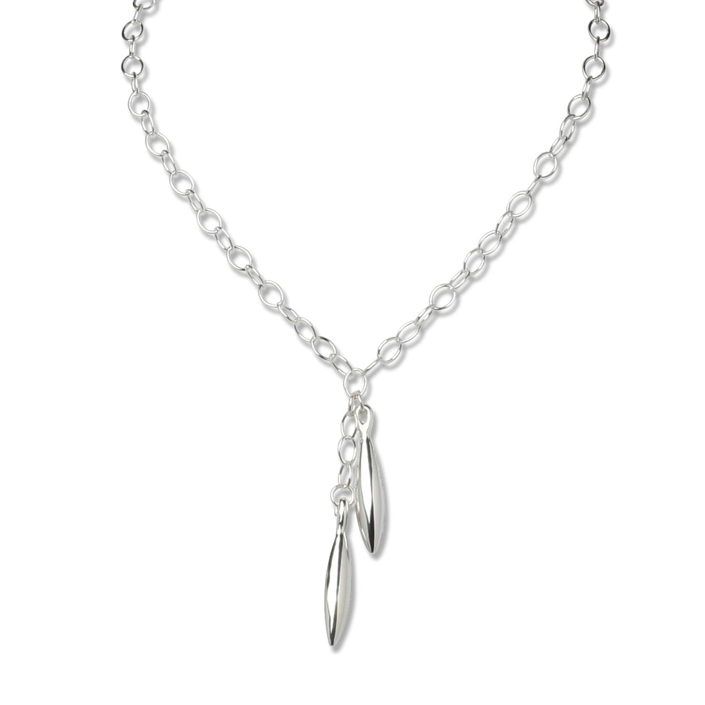 NNG110 HAND WOVEN STERLING SILVER CHAIN FRINGE LONG BIB — SIMON